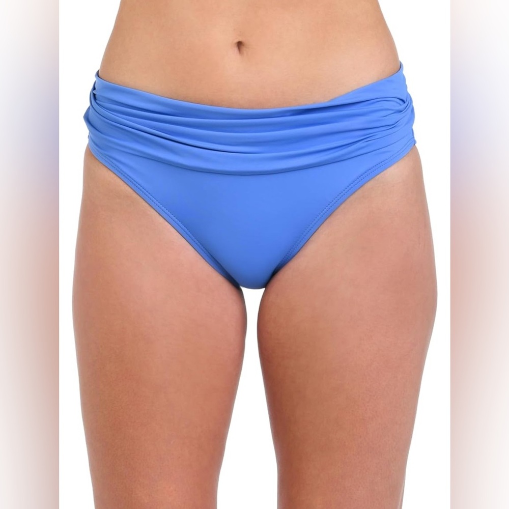 La Blanca Size 14 Blue‎ Ruched High Waisted Bikini Bottoms Swim Beach Vacation